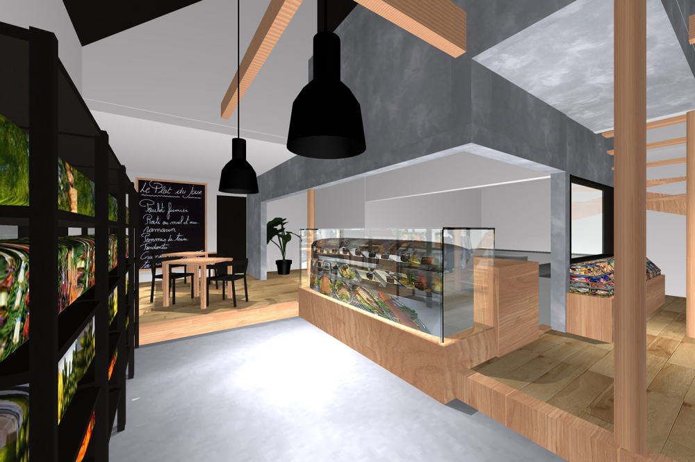 とんがり屋根の店の内装イメージ01